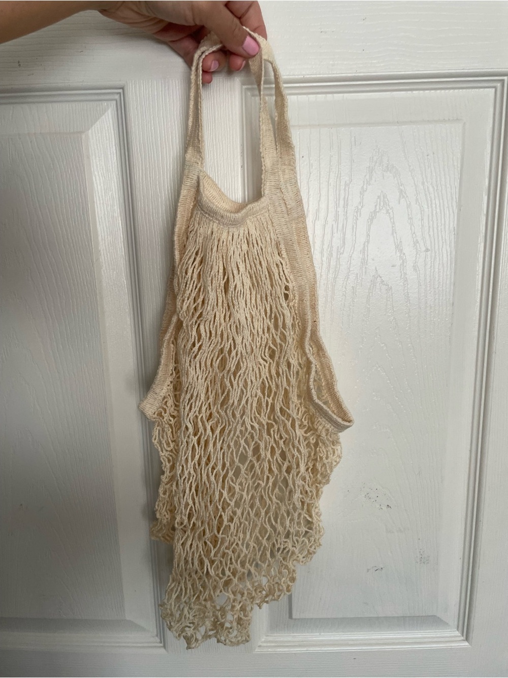 Summer/Grocery Beige Crochet Bag - Natural Beige Cotton/Ramie Blend